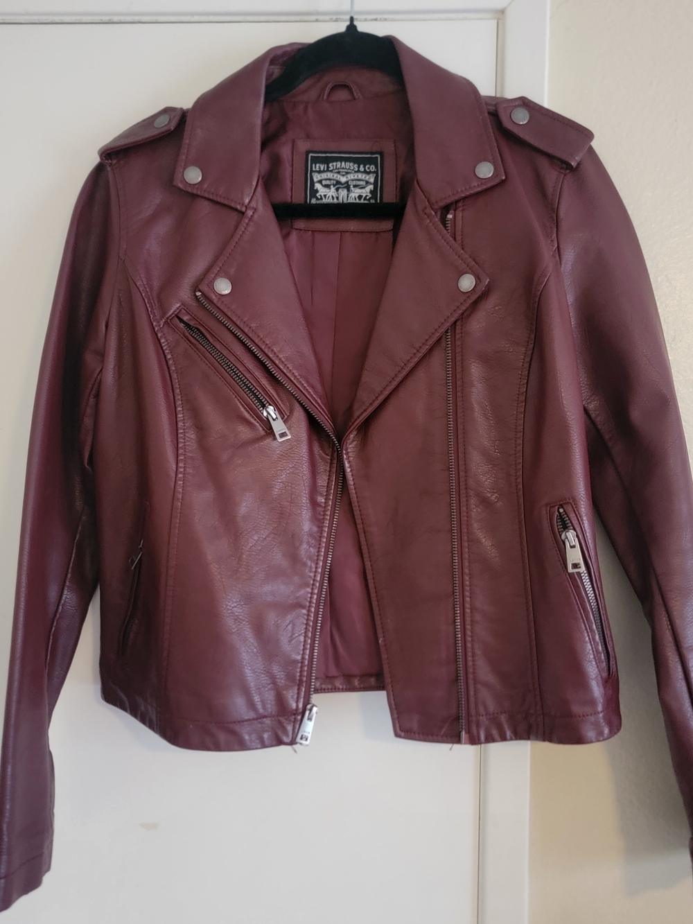 Levi's Women's Deep Burgundy Faux Leather Moto Jacket
